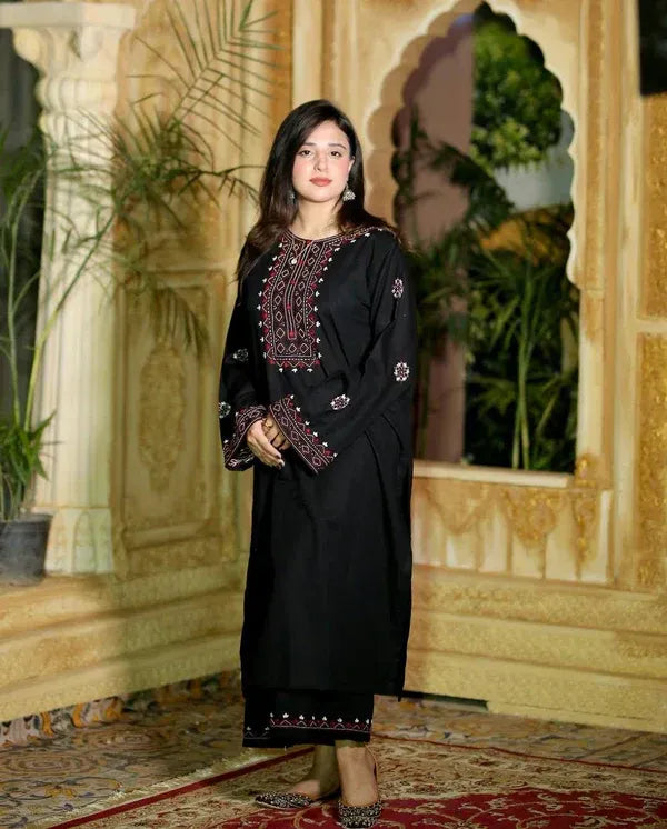 BLACK LUXE EMB 2Pc - Stylosefashion