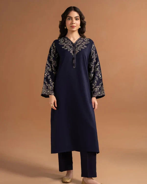 BLUE TOPAZ EMB 2Pc - Stylosefashion